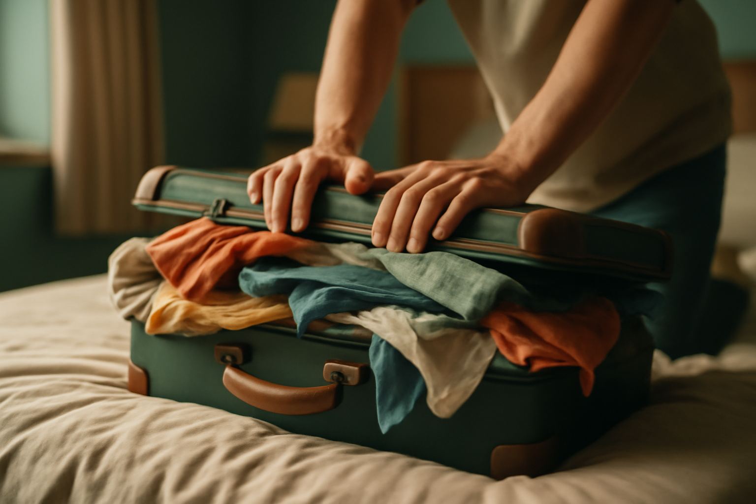 Overstuffed suitcase that will not close